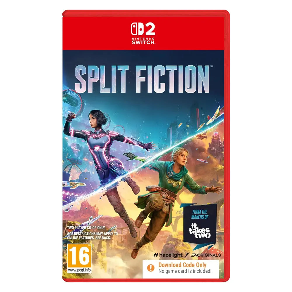 Split Fiction (Code in a box) for Switch 2Video Games๐ฎ Split Fiction digital edition โ Code in a Box for Nintendo Switch 2 ๐ฆ Includes download code only (no physical game cartridge) ๐ง Dive into a gripping, story-driven adventure with branching narrativ